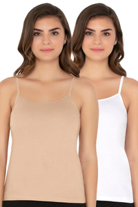 Cotton Camisole (Pack of 2) - Nude-White - color option