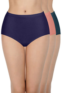 100% Cotton Full Brief Panty Pack (Pack of 3) - D023 - Solid - color option