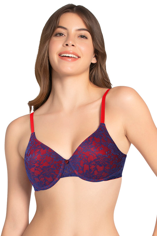 Lace Dream Padded Wired Lace Bra - Insignia Blue_H.R