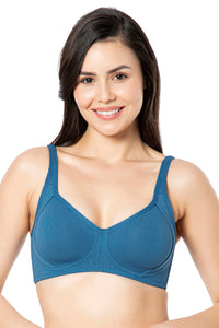 Cool Contour Solid Non Padded Non-Wired Super Support Bra - Blue Sapphire - color option