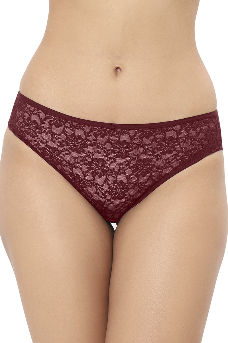 Floral Romance Low Rise Bikini Panty - Maroon