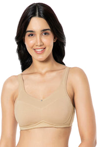 Cotton Smooth Back Solid Non Padded Non-Wired Support bra - Sandalwood - color option