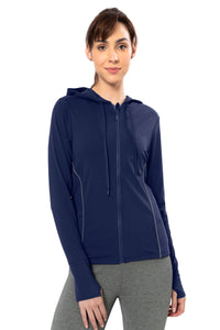 Flaunt Hoodie Full Sleeve Active Jacket - Medieval Blue - color option