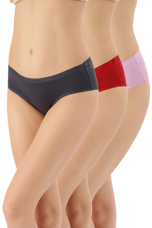 Solid Low Rise Hipster (Pack of 3)