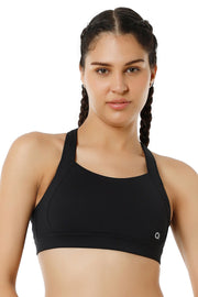 Energize High Impact Round Neck Sports Bra - Jet Black
