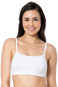 Solid Non Padded Non-Wired Cami Bra - White - color option