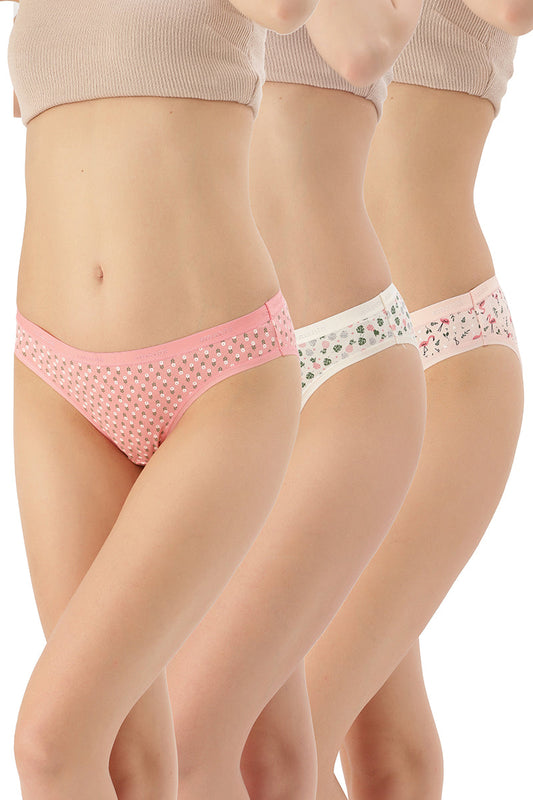 Printed Low Rise Bikini (Pack of 3)