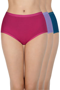 High Rise Solid Full Brief Panties (Pack of 3) - color option