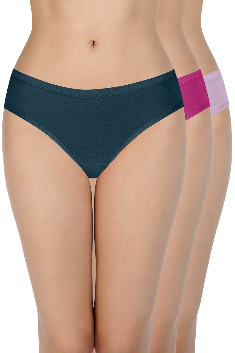 100% Cotton Bikini Panty Pack (Pack of 3) - D005 - Solid