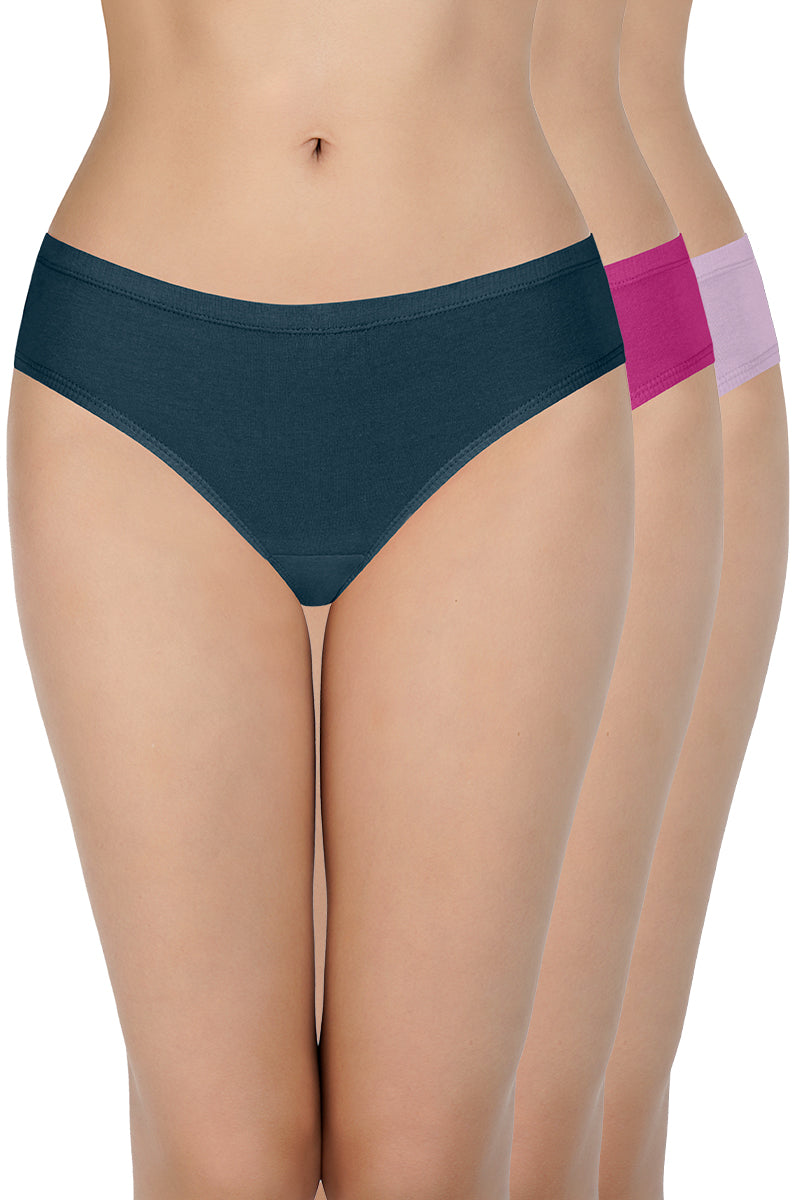 100% Cotton Bikini Panty Pack (Pack of 3) - D005 - Solid - Image 1 of 6