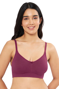 All-Day Elegance Solid Non Padded Non-Wired Super Support Bra - Red Plum thumbnail 1