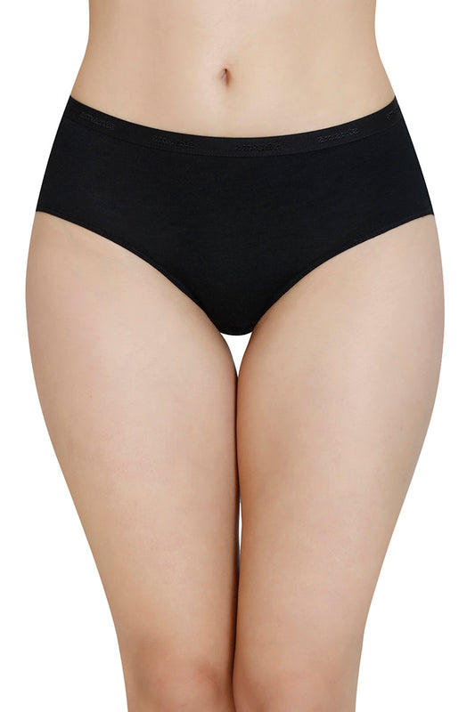Solid Mid Rise Modal Hipster Panty - Black