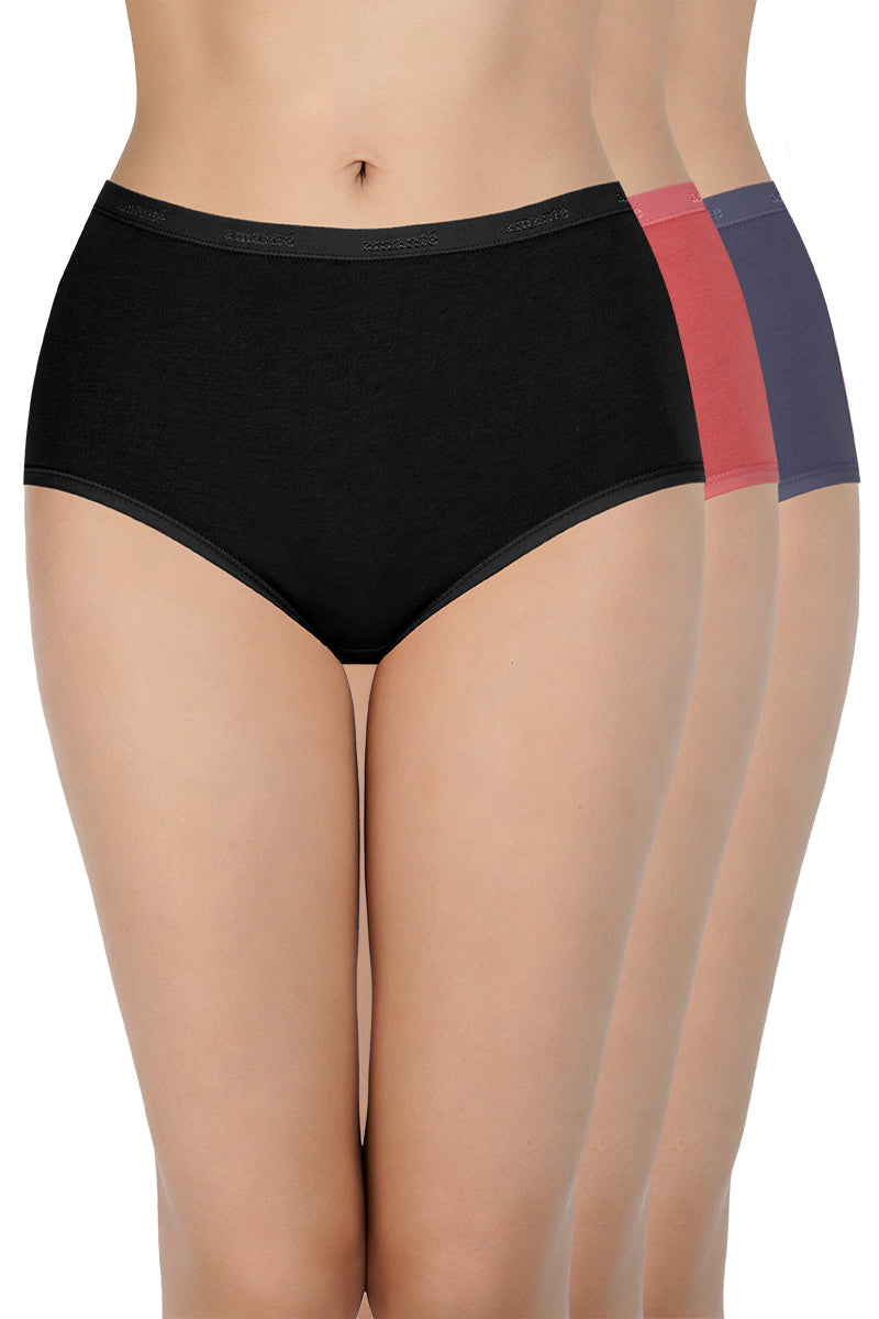 Solid High Rise Full Brief Panties (Pack of 3) - Image 1 of 7