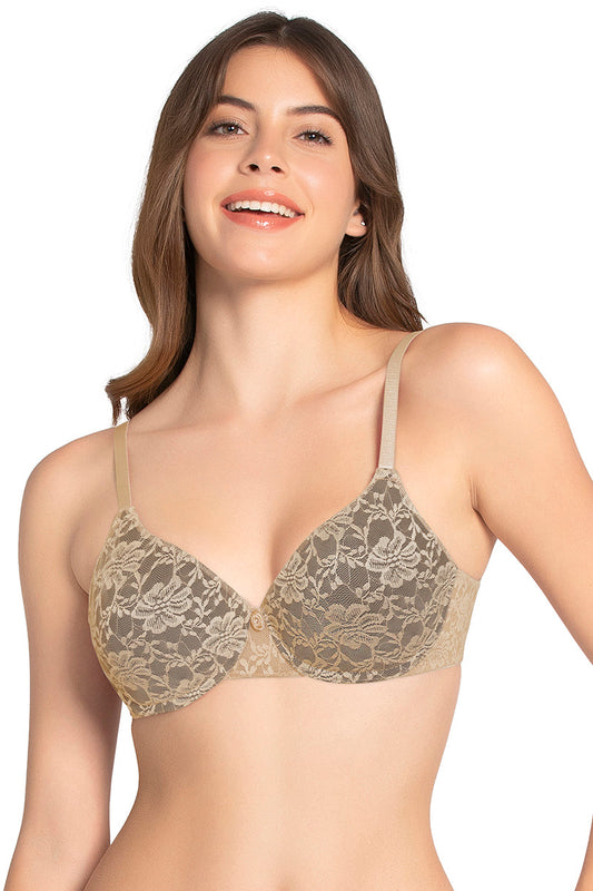 Lace Dream Padded Wired Lace Bra - Sesame_Black