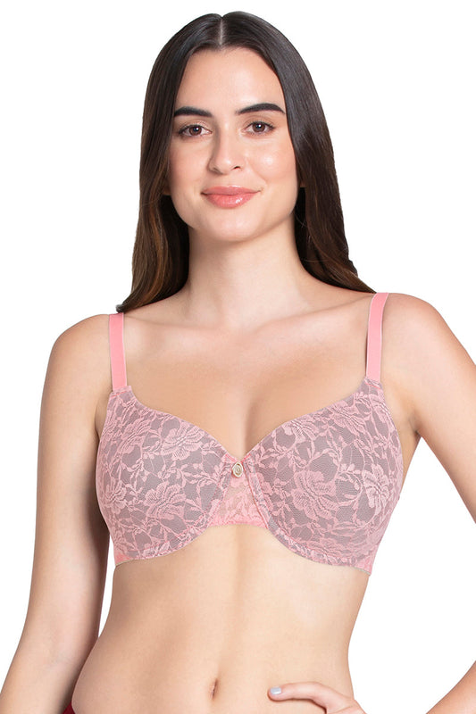 Lace Dream Padded Wired Lace Bra - Salmon Rose_Mink