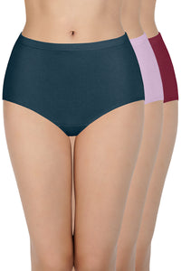 100% Cotton Full Brief Panty Pack (Pack of 3) - D024 - Solid - color option