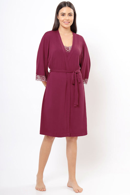 Lace Touch Sleep Robe - Anemone