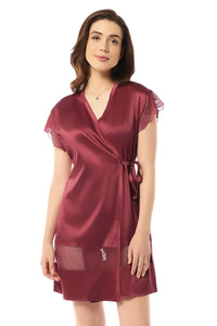 Eternal Bliss Satin Robe - Rio Red thumbnail 1