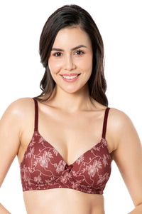 Smooth Charm Padded Non-Wired T-Shirt Bra - Filigree Print - color option