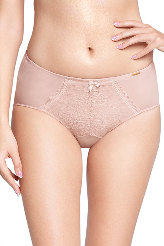 Lace Low Rise Seamed Hipster Panty - Misty Rose