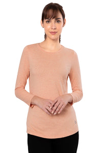Essential Long Sleeve Round Neck T-Shirt - Peach Blossom Marl - color option