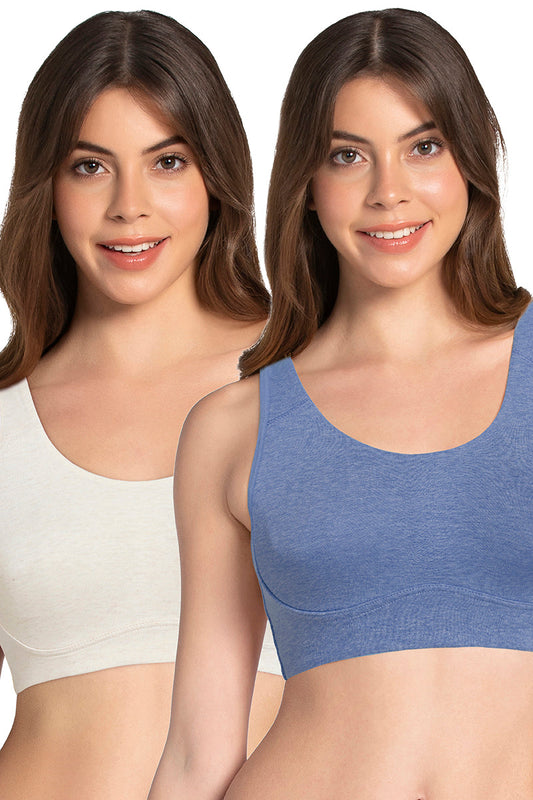 All Day Lounge Non-padded & Non-wired Bra Pack of 2 - Oatm._Blue Marl