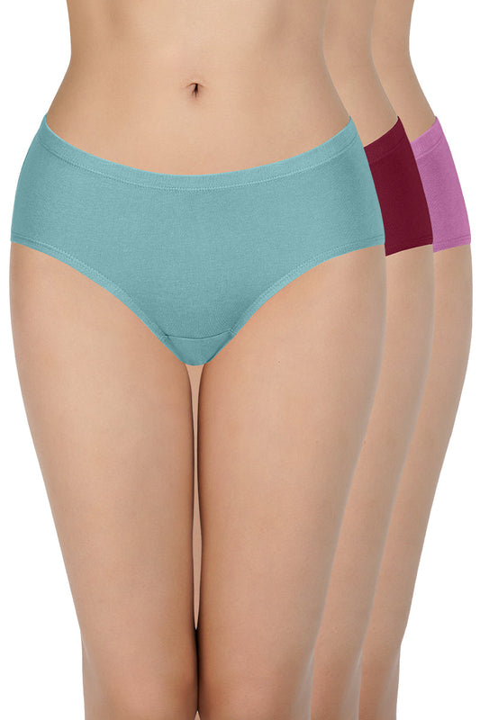 100% Cotton Hipster Panty Pack (Pack of 3) - D014 - Solid