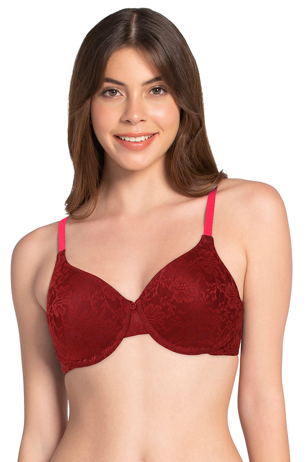 Lace Dream Padded Wired Lace Bra - Neon Pink_Mar