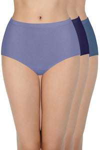 100% Cotton Full Brief Panty Pack (Pack of 3) - D025 - Solid - color option