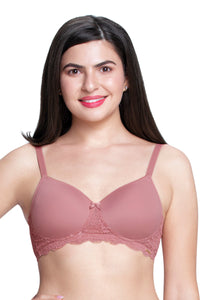 Lace Elegance Padded Non-Wired Bra  - Dusty Rose - color option