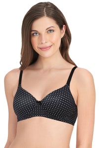 Smooth Dreams Padded Non-wired T-shirt Bra - Black Dot Print - color option