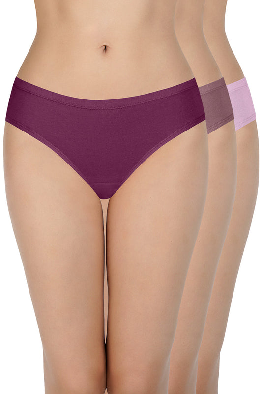100% Cotton Bikini Panty Pack (Pack of 3) - D001 - Solid