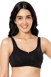 Cotton Smooth Back Solid Non Padded Non-Wired Support bra - Black - color option