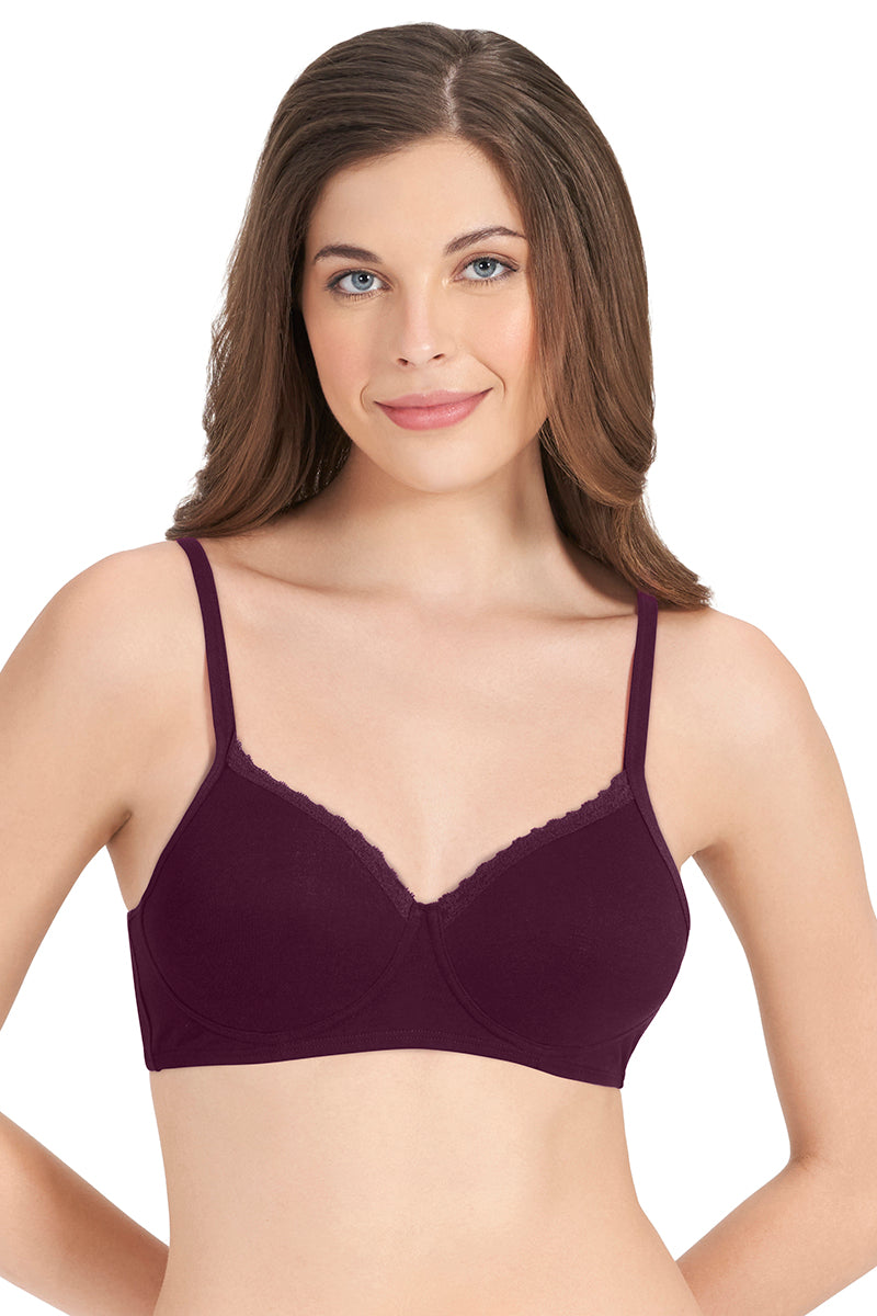 Cotton Casual Padded Non-wired T-shirt Bra - Potent Purple - Image 1 of 4