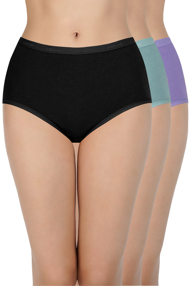 High Rise Solid Full Brief Panties (Pack of 3)