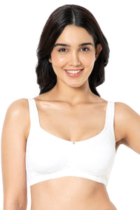 Cotton Super Support Solid Non Padded Non-Wired Bra - White - color option