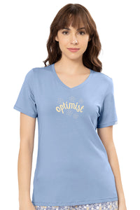 V-Neck Sleep Tee - Brunnera Blue - color option