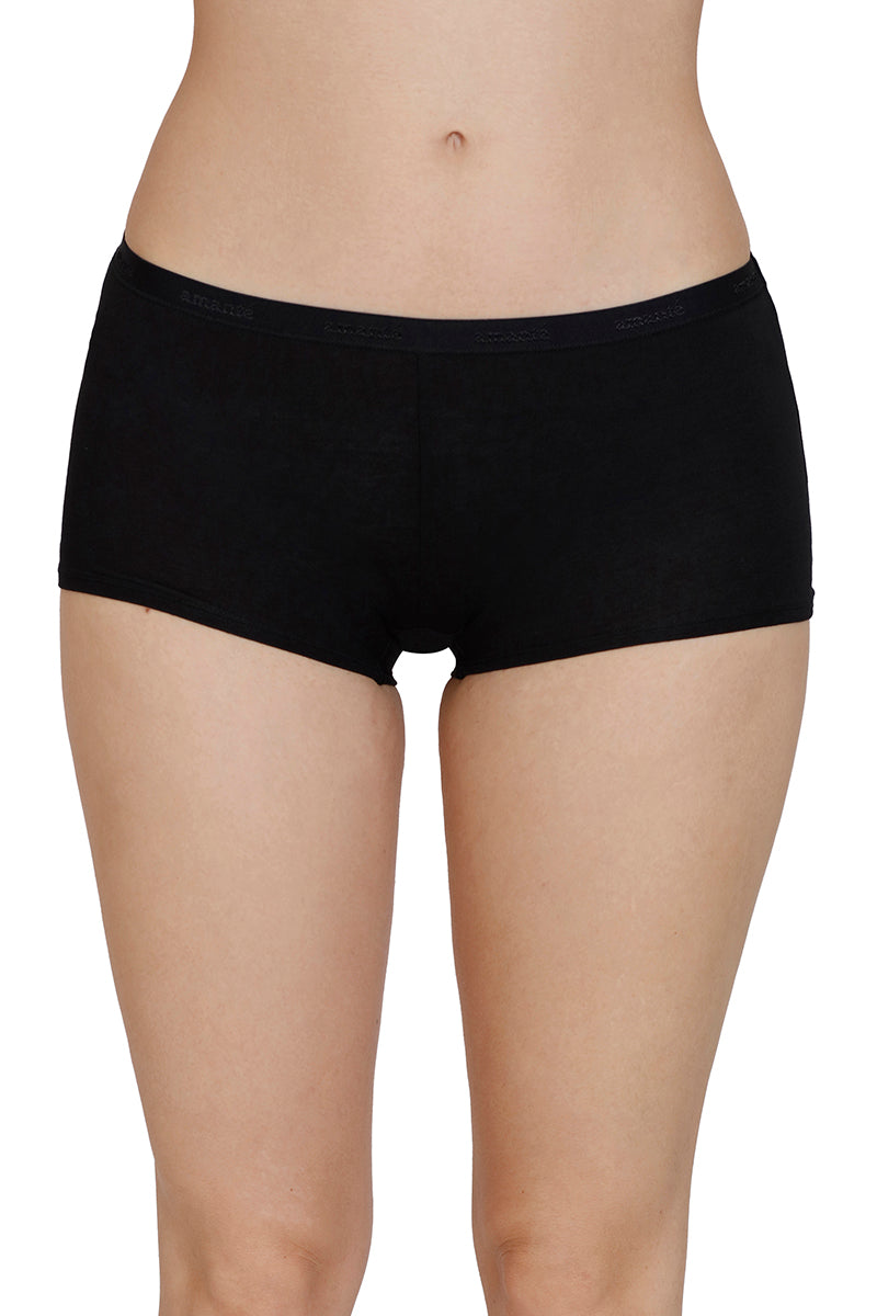 Solid Mid Rise Boyleg Panty - Black - Image 1 of 3