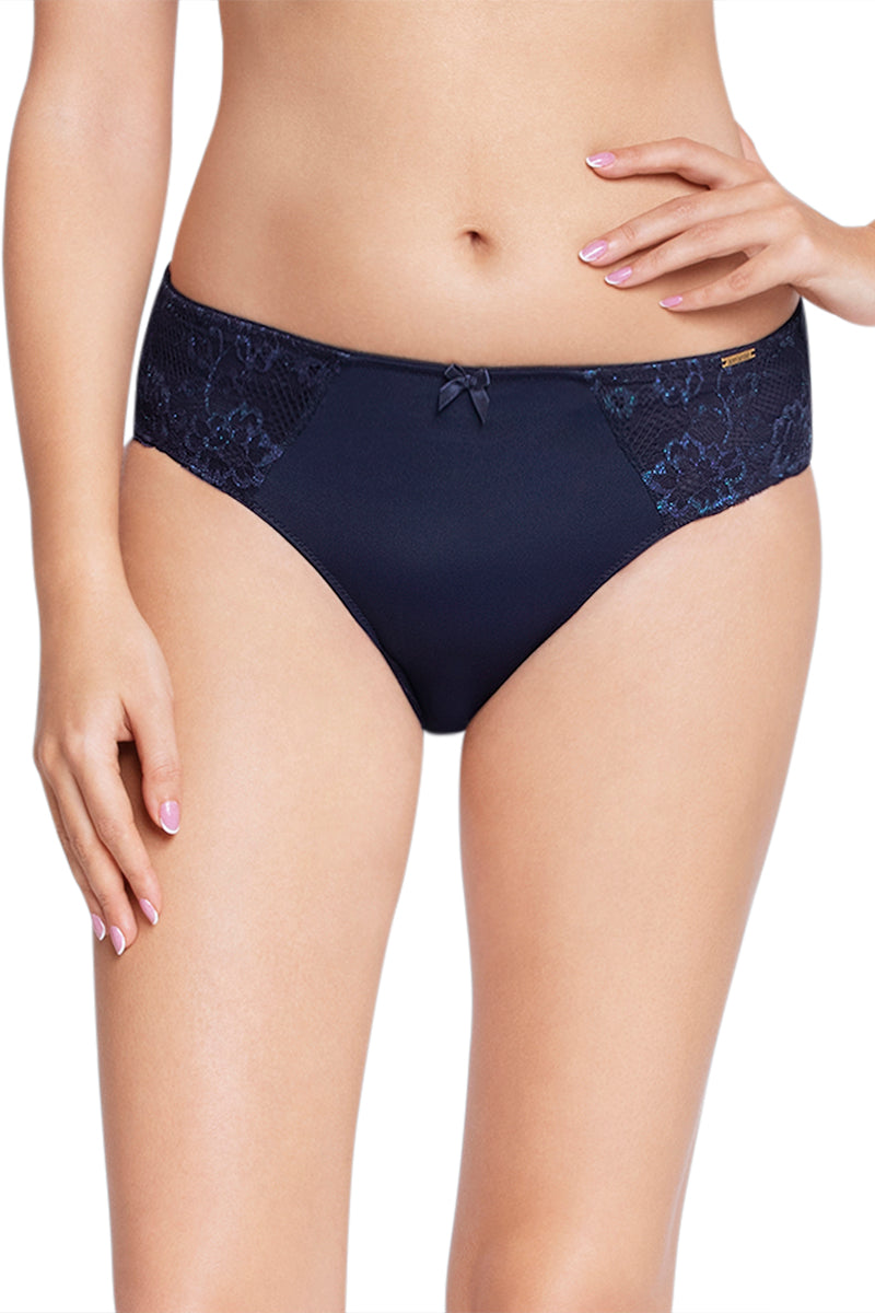 Print Low Rise Seamed Bikini Panty - Evening Blue - Image 1 of 5
