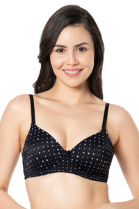 Smooth Charm Padded Non-Wired T-Shirt Bra - Black Dot Print thumbnail 1