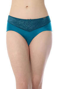 Elegant Lace Hipster Panty - Gibralta Blue & Stucco - color option