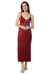 Eternal Bliss Full-length Satin Chemise - Rio Red thumbnail 1