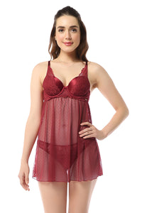 Eternal Bliss Padded Wired Babydoll - Rio Red - color option