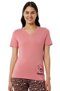 V-Neck Sleep Tee - Mauveglow - color option