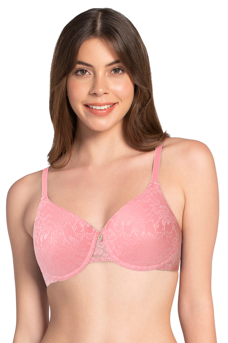 Lace Dream Padded Wired Lace Bra - Salmon Rose_S.R - Image 1 of 4