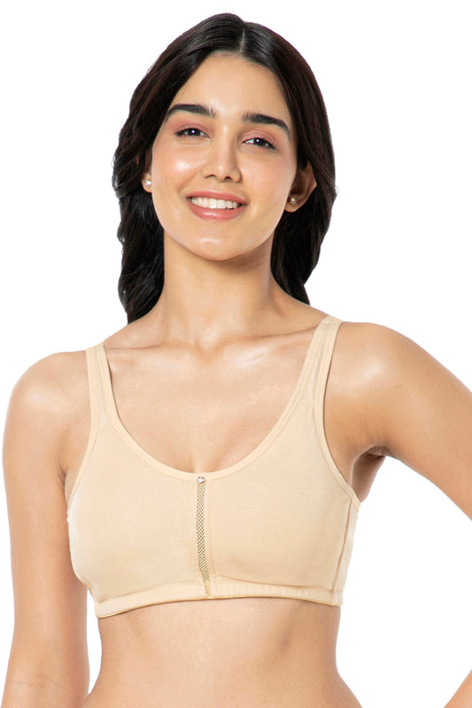 Buy LIZBEE Cotton Sports Bra for Women, Seamless Full Coverage Non-Padded  Bra