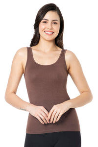 Broad Strapped Body Hugging Modal Vest - Cacao Nibs - color option