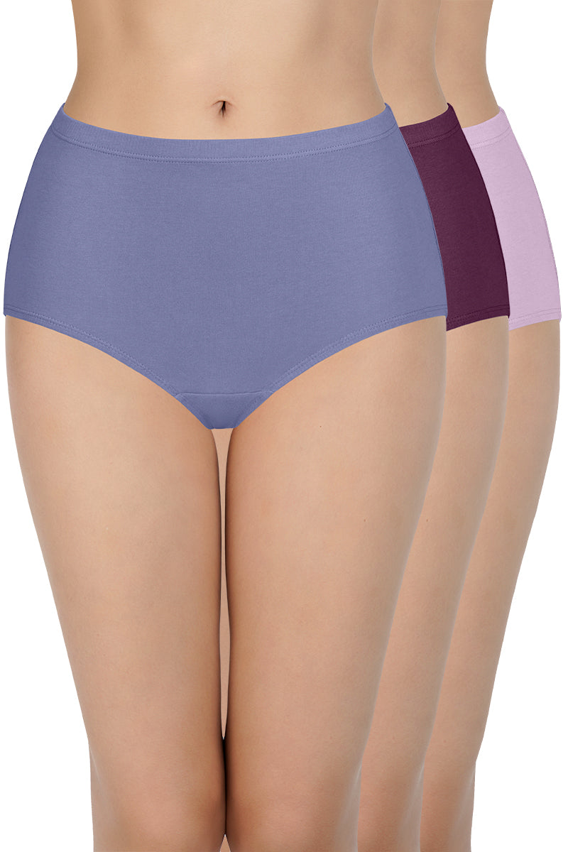 100% Cotton Full Brief Panty Pack (Pack of 3) - D022 - Solid