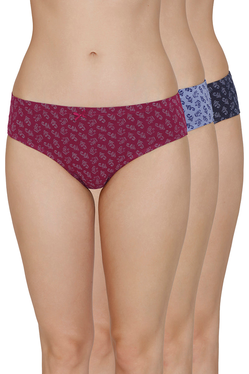 Inner Elastic Print Mid Rise Bikini Panties (Pack of 3) - Image 1 of 7