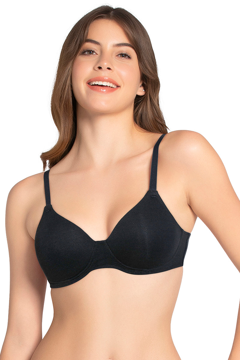 Cotton Dream Padded Non Wired T-shirt Bra - Black - Image 1 of 4